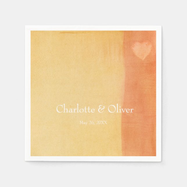 Serviette En Papier Coeur d'aquarelle élégant (Devant)