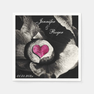 Serviette En Papier Coeur de Pierre & Fleur Art / Mariage serviettes