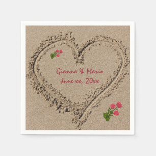 Serviette En Papier Coeur de sable et Rose