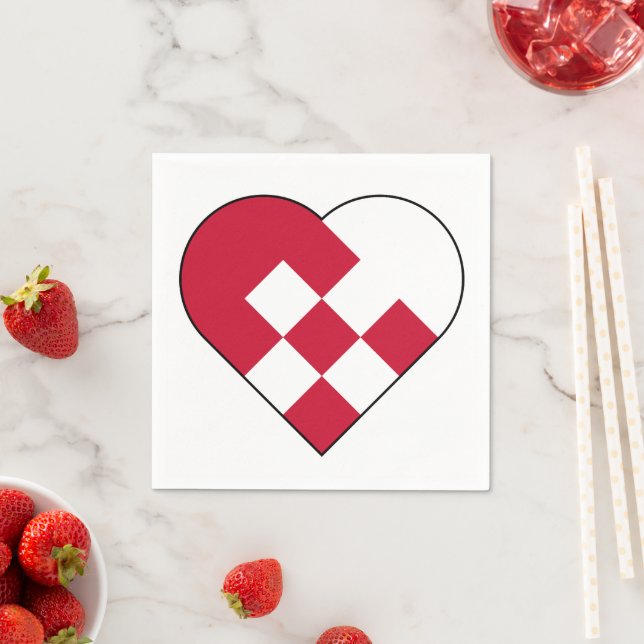 Serviette En Papier Coeur de Yule scandinave (En situation)