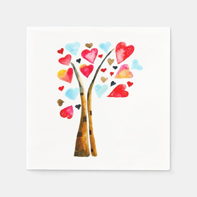 Serviette En Papier Coeur des valemtines lunaires (Devant)