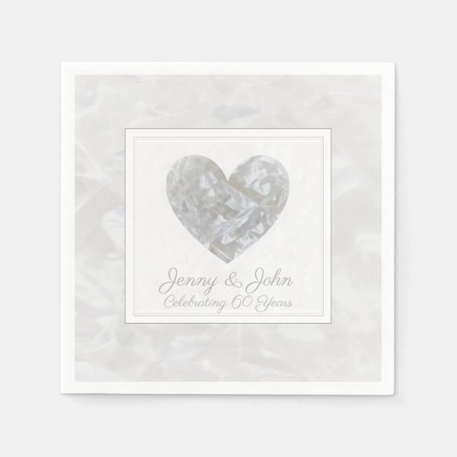 Serviette En Papier Coeur du 60e anniversaire du diamant mariage (Devant)