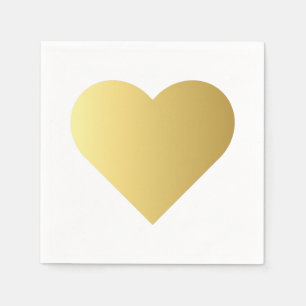 Serviette En Papier Coeur élégant d'or de Faux