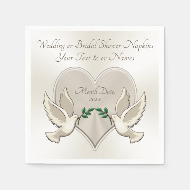 Serviette En Papier Coeur et Inséparables Mariage Cocktail serviettes (Devant)