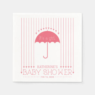 Serviette En Papier Coeur et parapluie Papier Baby shower fille Napk