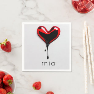 Serviette En Papier Cœur graffité Nom personnalisé – Moderne Minimalis