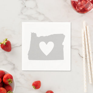 Serviette En Papier Coeur gris de l'Oregon Amour de l'Oregon Aimer gri