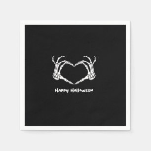 Serviette En Papier Coeur main squelette éffrayant avec "Happy Hallowe