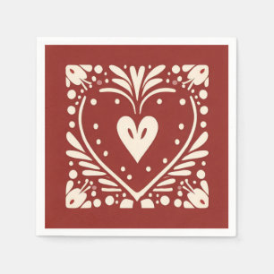 Serviette En Papier Coeur nordique de Noël