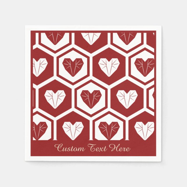 Serviette En Papier Coeur romantique Coeur Diamant Blanc Personnaliser (Devant)