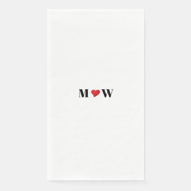 Serviette En Papier Coeur rouge mignon personnalisées couple monogramm (Devant)