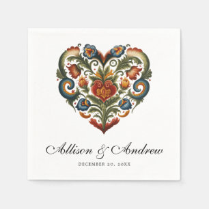 Serviette En Papier Coeur rousel   Norwegian Folk Art