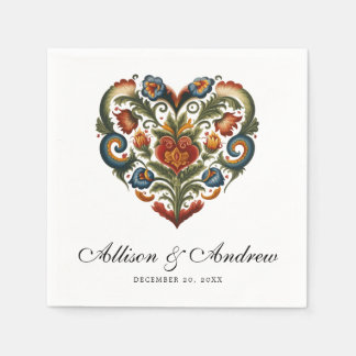 Serviette En Papier Coeur rousel | Norwegian Folk Art
