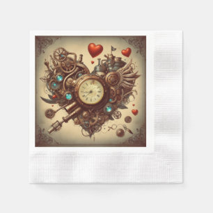 Serviette En Papier Coeur Steampunk/Saint-Valentin