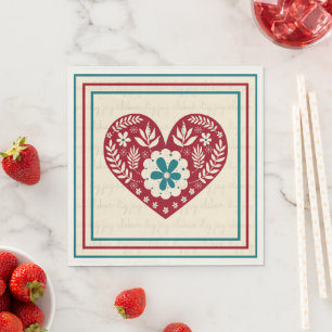 Serviette En Papier Coeur suédois Je t'aime Valentines Jour