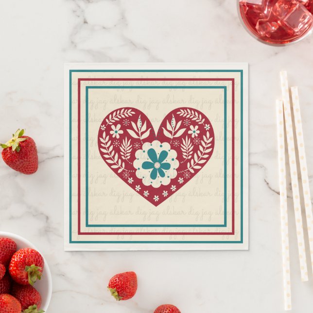 Serviette En Papier Coeur suédois Je t'aime Valentines Jour (En situation)