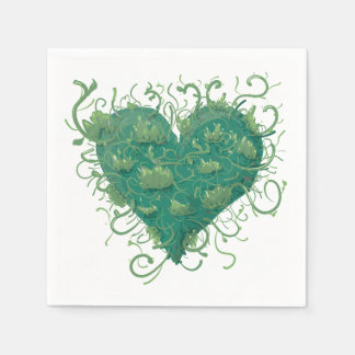 Serviette En Papier Coeur vert à l'intérieur