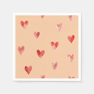 Serviette En Papier Cœurs à l'aquarelle motif sans couture