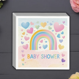 Serviette En Papier Coeurs amusants et Baby shower arc-en-ciel