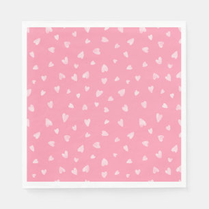 Serviette En Papier Coeurs aquarelle - rose poli