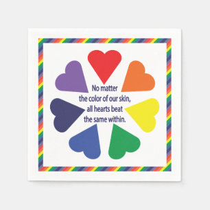 Serviette En Papier Coeurs arc-en-ciel