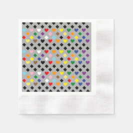 Serviette En Papier Coeurs arc-en-ciel
