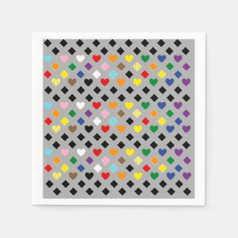 Serviette En Papier Coeurs arc-en-ciel
