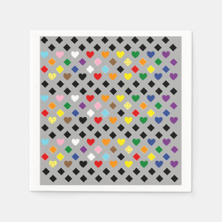 Serviette En Papier Coeurs arc-en-ciel