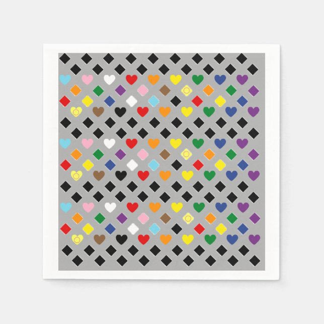 Serviette En Papier Coeurs arc-en-ciel (Devant)