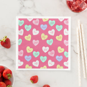 Serviette En Papier Coeurs bonbons de Saint-Valentin classiques sur ro