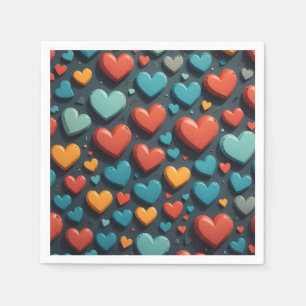 Serviette En Papier Coeurs colorés, art Valentin