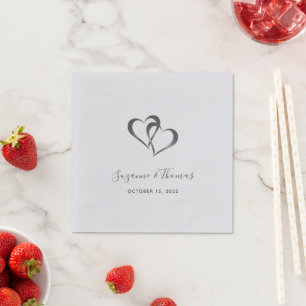 Serviette En Papier Coeurs connectés personnalisés serviettes gris arg