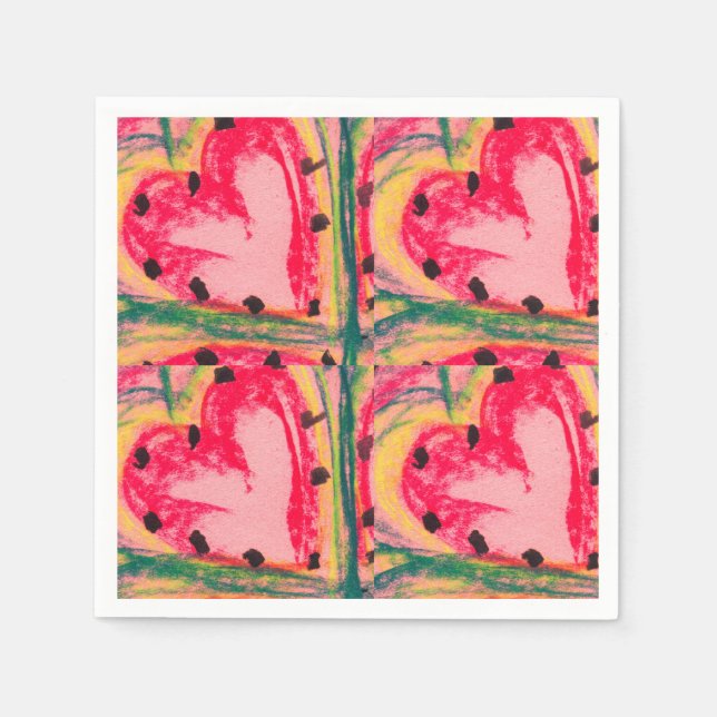 Serviette En Papier Coeurs d’amour (Devant)