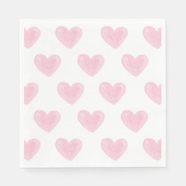 Serviette En Papier Coeurs d'aquarelle rose. Amour. Valentines rougies