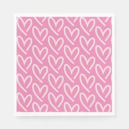 Serviette En Papier Coeurs de coeur rose clair