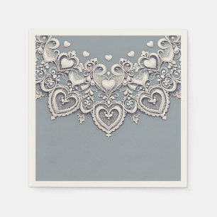 Serviette En Papier Coeurs de dentelle blanche Charme romantique Éléga