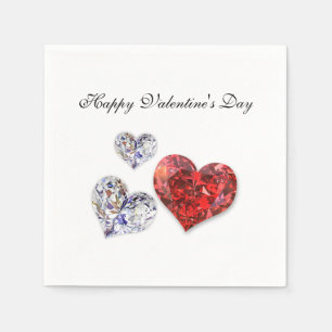 Serviette En Papier Coeurs de diamants précieux et élégants