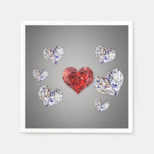 Serviette En Papier Coeurs de diamants précieux et élégants