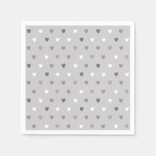 Serviette En Papier Coeurs de polka minuscules dans les tons gris