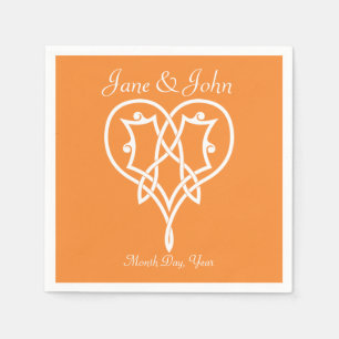 Serviette En Papier Coeurs de tissage celtique en serviettes orange