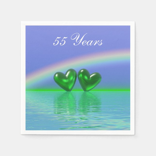 Serviette En Papier Coeurs d'émeraude du 55e anniversaire (Devant)