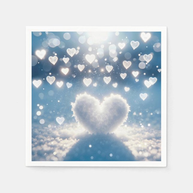 Serviette En Papier Coeurs des neiges de Noël (Devant)