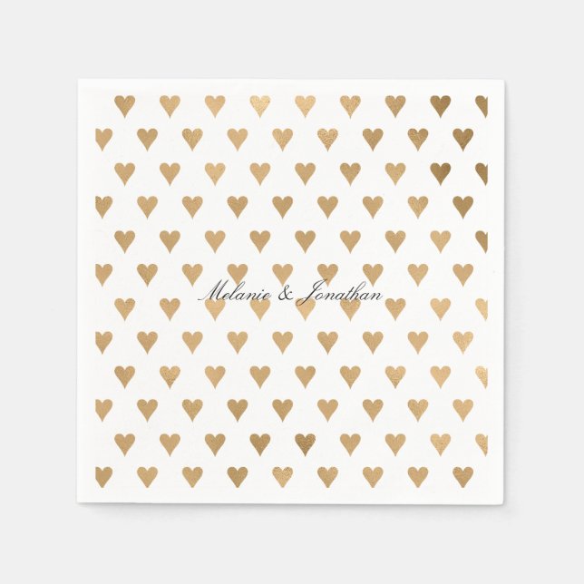 Serviette En Papier Coeurs d'or (Devant)
