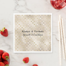 Serviette En Papier Coeurs d'or blanc