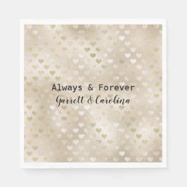 Serviette En Papier Coeurs d'or blanc