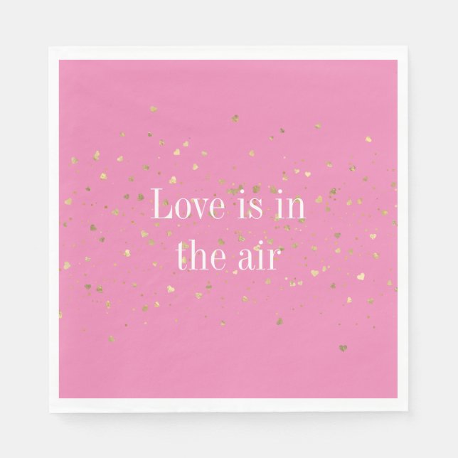 Serviette En Papier Coeurs d'or rose Confetti (Devant)