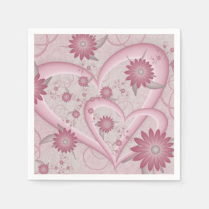 Serviette En Papier Cœurs et fleurs abstraits roses Amour Art fractal