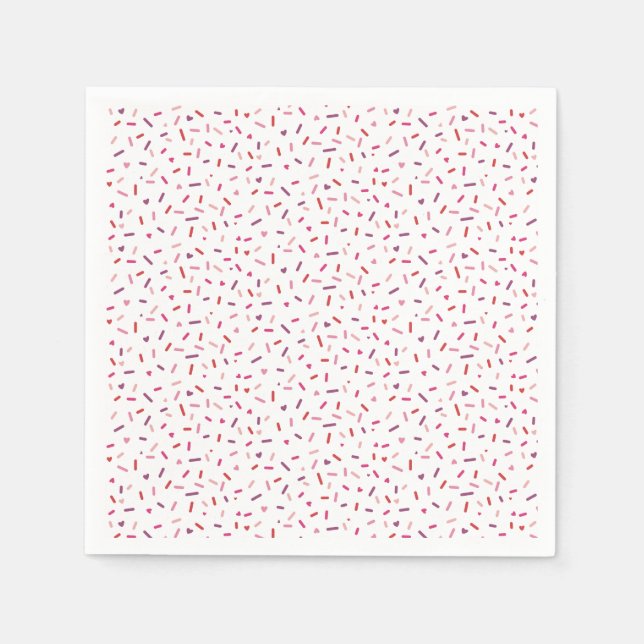 Serviette En Papier Coeurs et saupoudrent rose violet rouge Valentin (Devant)