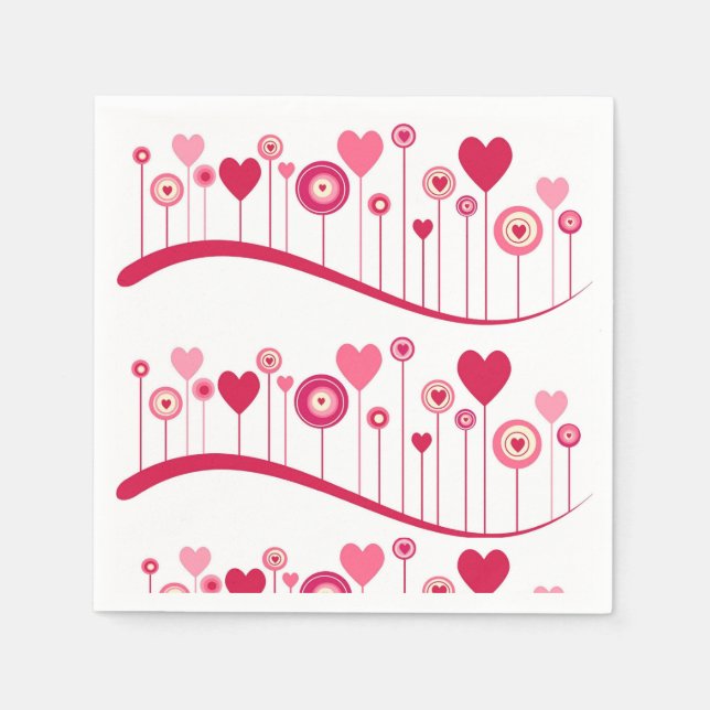 Serviette En Papier Coeurs Heureuses Saintes-Valentin de serviettes en (Devant)
