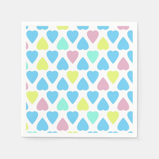 Serviette En Papier Coeurs multicolores (Devant)